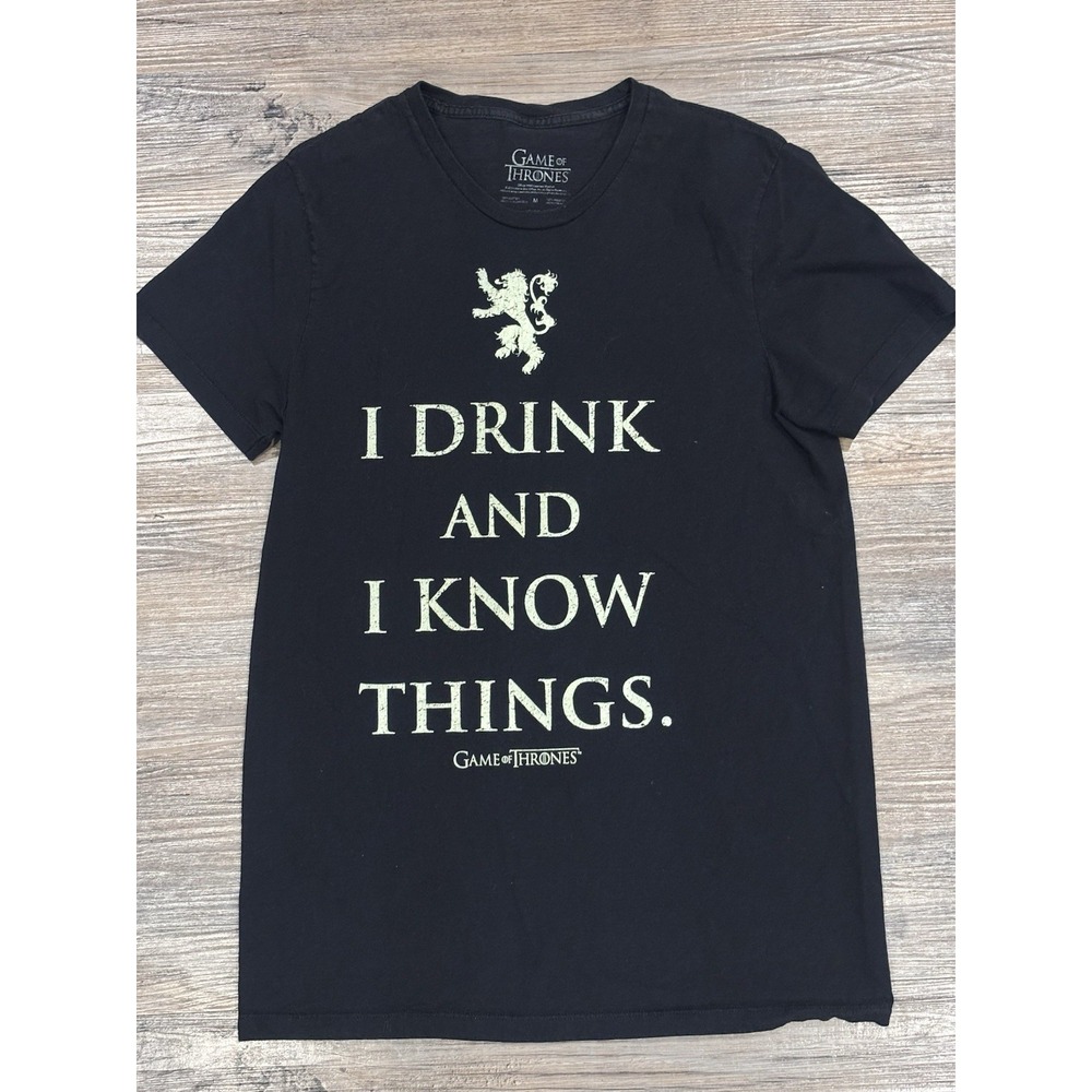 Game Of Thrones Black Crew I Drink and I Know Things T-Shirt Woman M Lion Crest